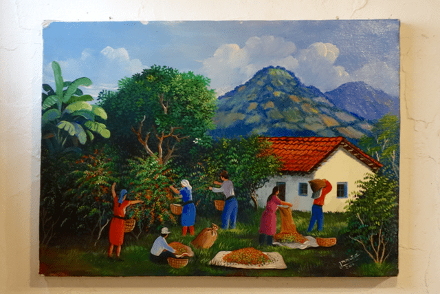 コーヒー農園の様子を描いた絵画