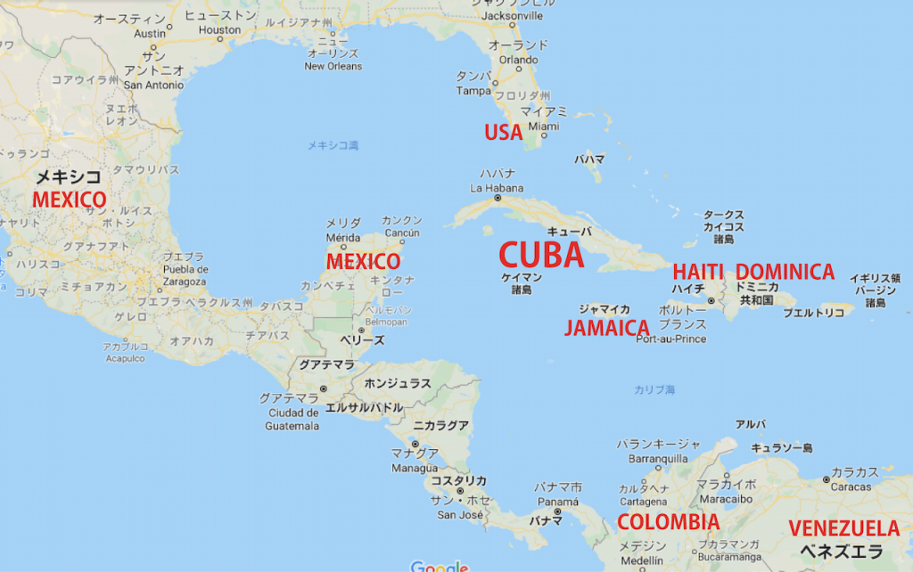 中央アメリカの地図